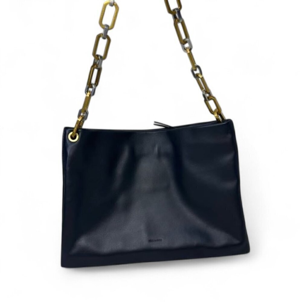 ALL SAINTS Bettina Leather Chain Shoulder Bag Black NWOT - Picture 9 of 16
